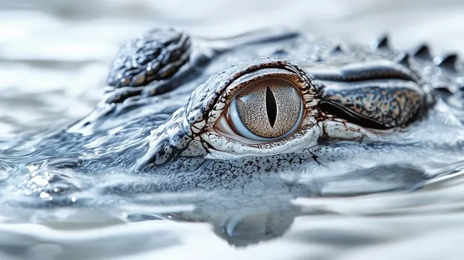 Nahaufnahme des Auges eines Alligators im Wasser