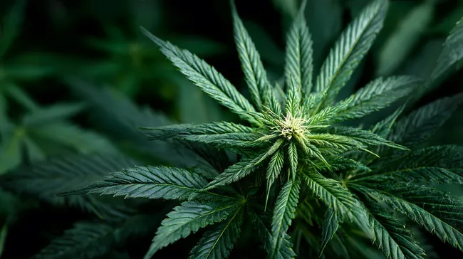 Nahaufnahme des grünen Cannabisblatts