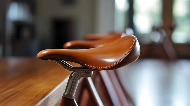 Nahaufnahme des Ledersattels eines hochwertigen Fahrrads