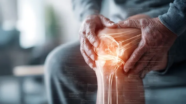 Nahaufnahme des verletzten Kniegelenks