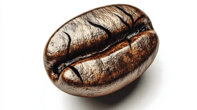 Nahaufnahme einer glänzenden Kaffeebohne