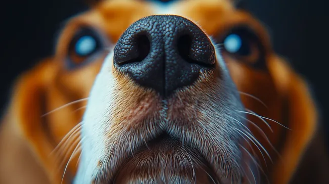 Nahaufnahme einer Hundeschnauze mit detaillierten Strukturen