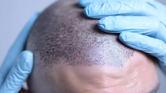 Nahaufnahme einer medizinischen Kopfhautbehandlung