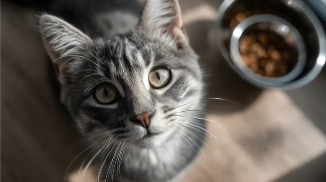 Nahaufnahme einer neugierigen Hauskatze