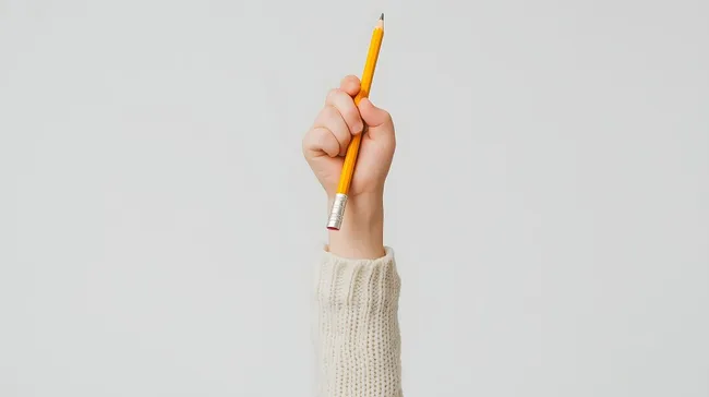 Nahaufnahme einer Person, die einen Bleistift hält