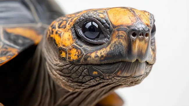 Nahaufnahme einer Riesenschildkröte mit markanter Panzerung