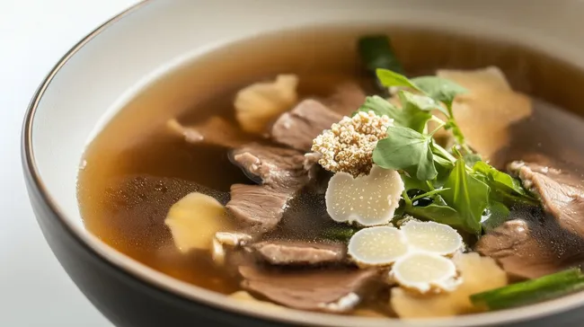 Nahaufnahme einer traditionellen vietnamesischen Pho-Suppe