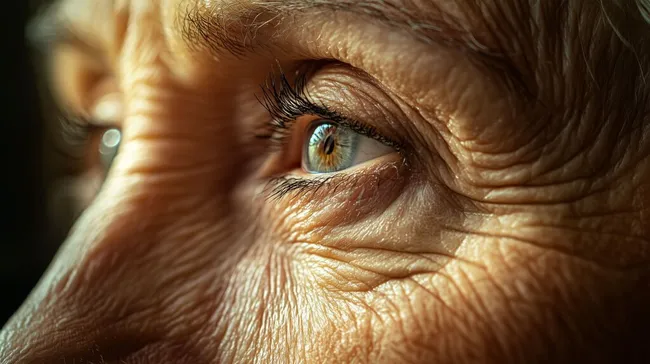 Nahaufnahme eines alten Gesichts mit Falten