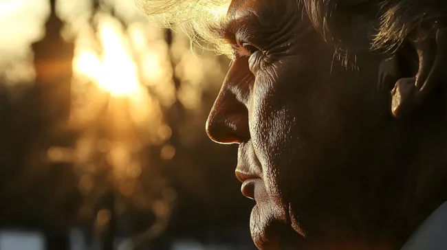 Nahaufnahme eines alten Mannes im Gegenlicht