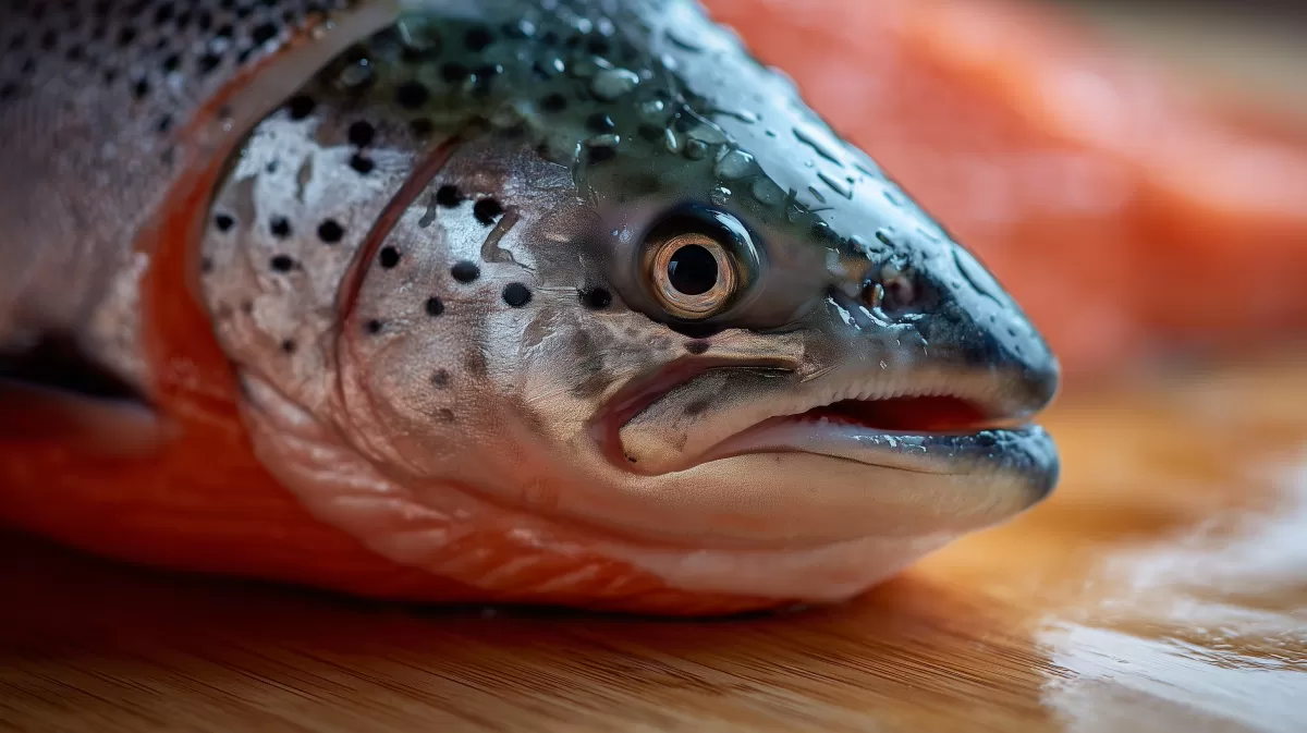 Nahaufnahme eines detaillierten Forellenkopfs