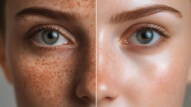 Nahaufnahme eines Gesichts mit Sommersprossen