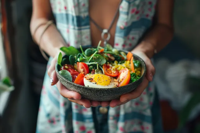 Nahaufnahme eines gesunden Salattellers