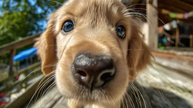 Nahaufnahme eines goldfarbenen Retriever-Welpen
