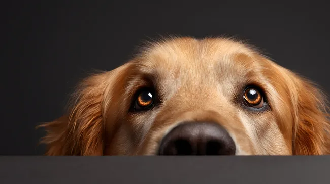 Nahaufnahme eines Goldhunds mit sanftem Blick