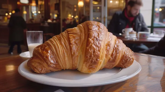 Nahaufnahme eines köstlichen französischen Croissants