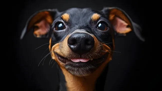 Nahaufnahme eines lächelnden Hundes mit großen Augen