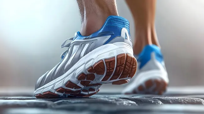 Nahaufnahme eines laufenden Sportschuhsohle