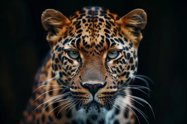 Nahaufnahme eines Leoparden mit intensiven Blick