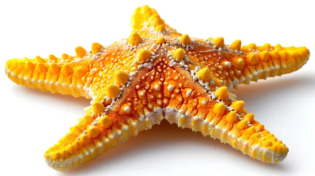 Nahaufnahme eines leuchtend gelben Seesterns