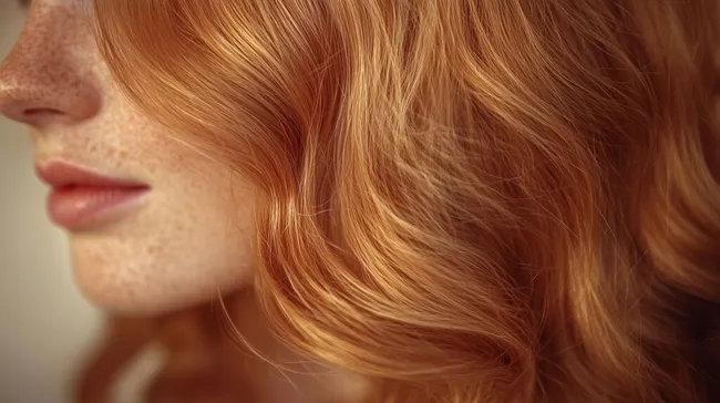 Nahaufnahme eines lockigen rotbraunen Haares