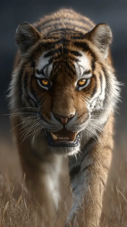 Nahaufnahme eines majestätischen Tigers auf der Jagd