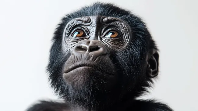 Nahaufnahme eines nachdenklichen Gorilla-Gesichts