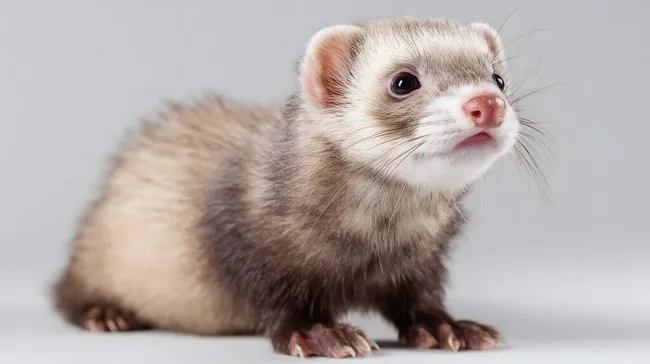 Nahaufnahme eines niedlichen Frettchens mit flauschigem Fell