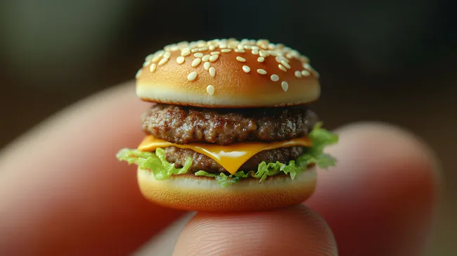 Nahaufnahme eines saftigen Cheeseburgers zwischen Fingern