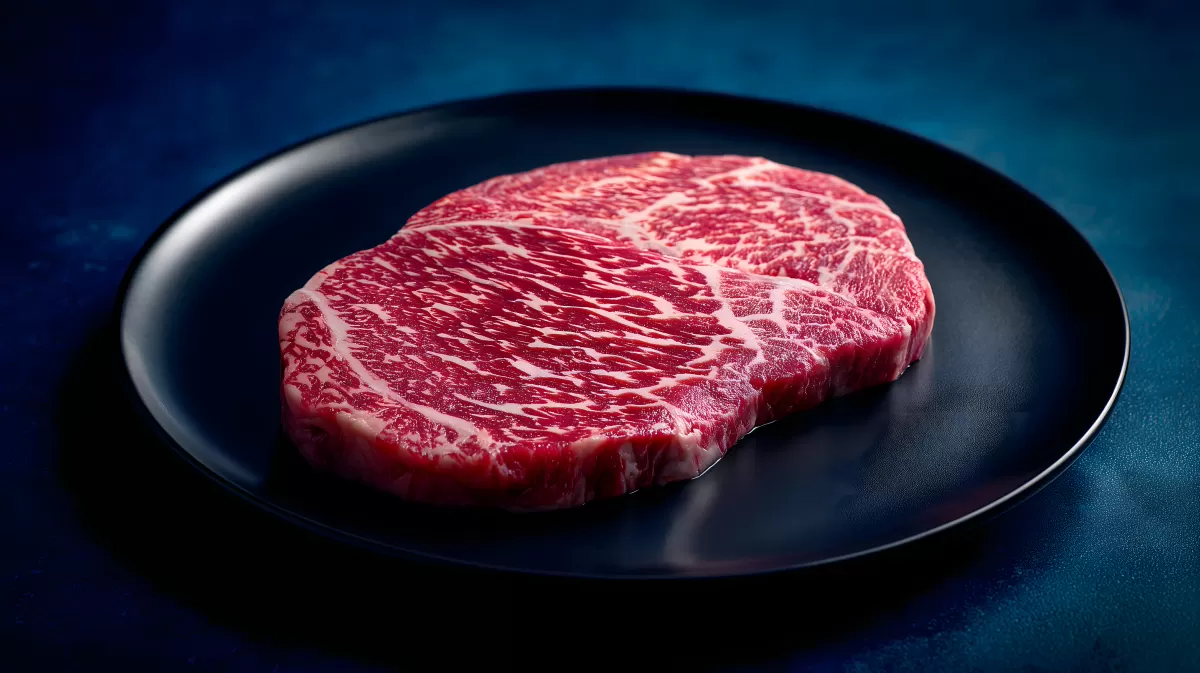 Nahaufnahme eines saftigen Wagyu-Ribeye-Steaks