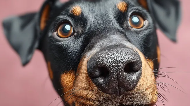 Nahaufnahme eines schwarz-braunen Hundegesichts