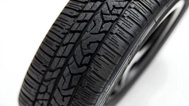 Nahaufnahme eines schwarz strukturierten Autoreifen-Profils