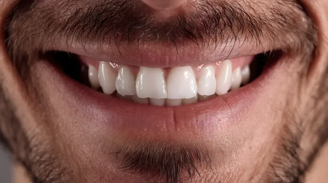 Nahaufnahme eines strahlenden Lächelns mit weißen Zähnen