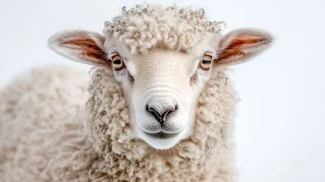 Nahaufnahme eines süßen Schafs mit lockiger Wolle