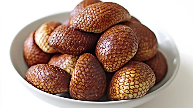 Nahaufnahme exotischer Salakfrüchte auf Teller