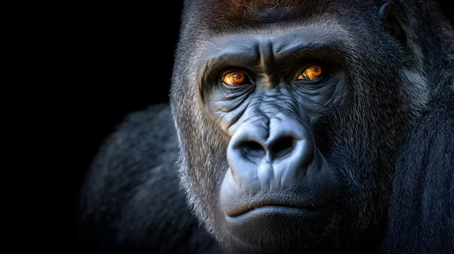 Nahaufnahme Gorilla mit düsterem Blick