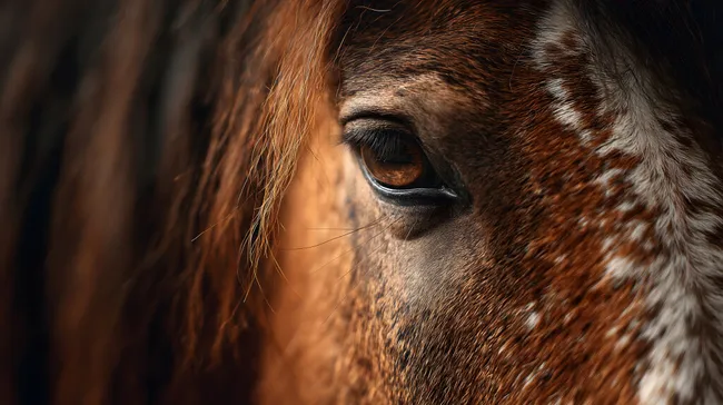 Nahaufnahme Pferdekopf mit intensivem Blick