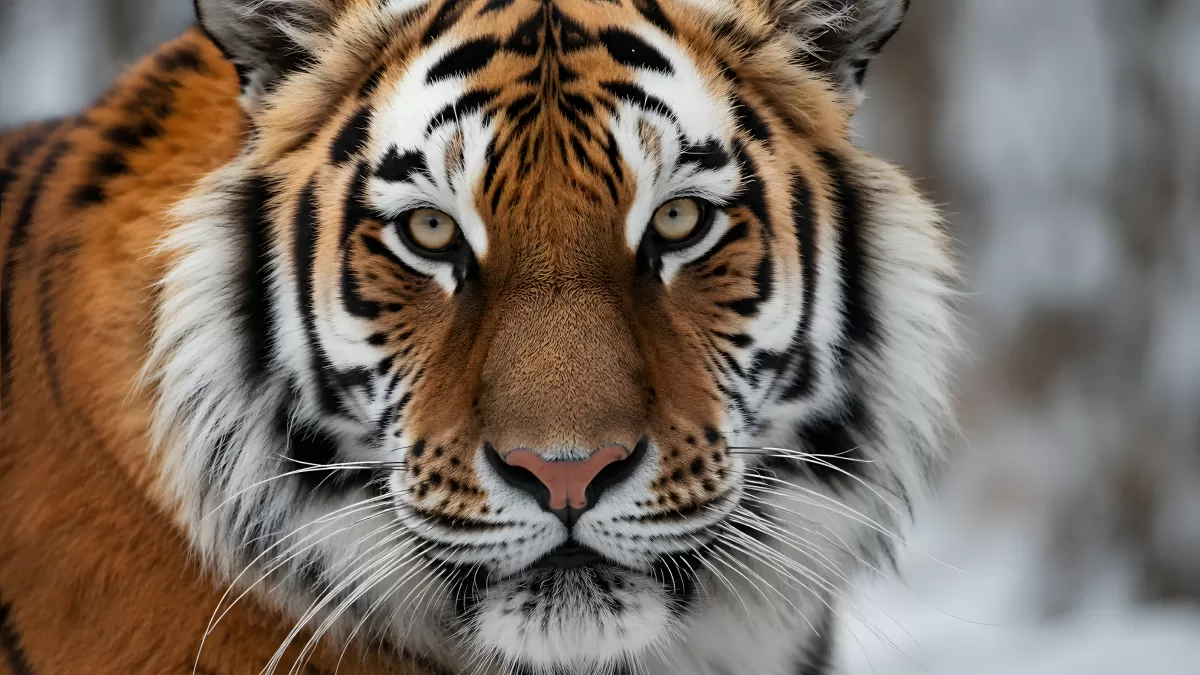 Nahaufnahme Sibirischer Tiger im Schnee