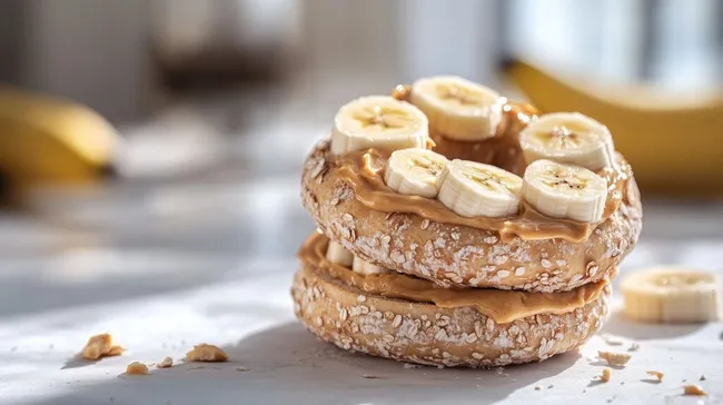 Nahaufnahme von Bananenshakes mit Erdnussbutter