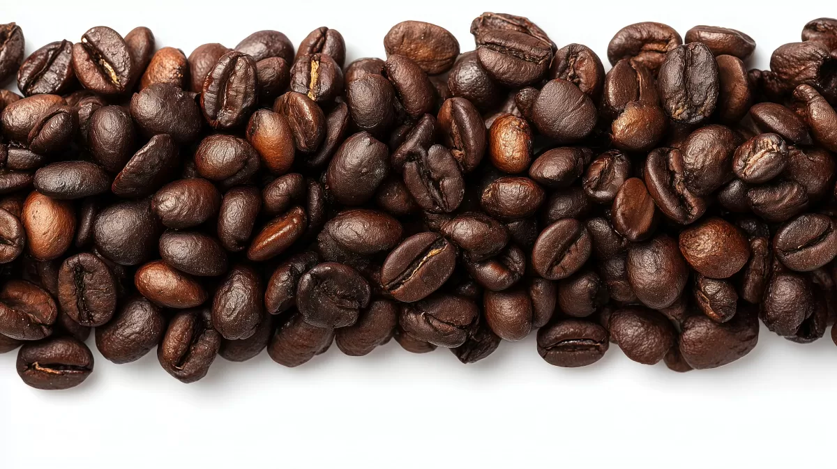 Nahaufnahme von dunklen Kaffeebohnen