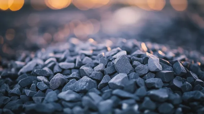 Nahaufnahme von dunklen Steinkiesel in verschwommenem Hintergrund
