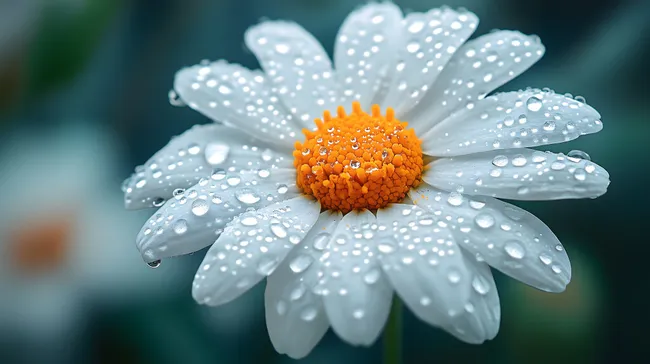 Nahaufnahme von Margeriten mit Wassertropfen