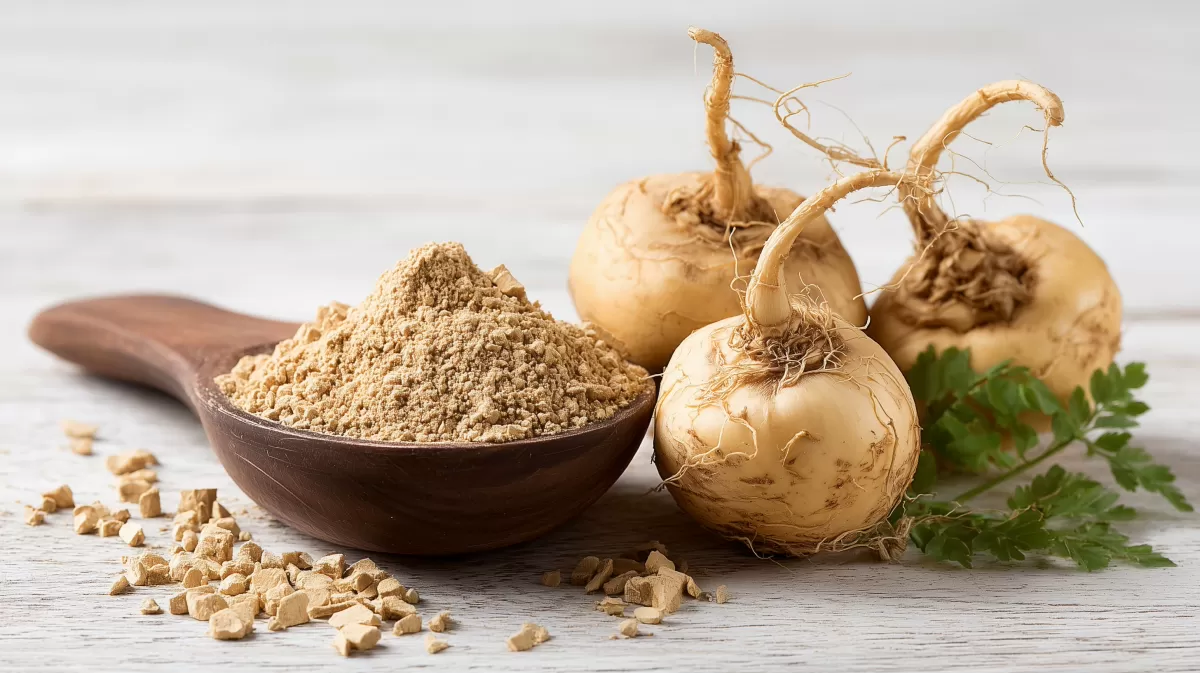 Nahaufnahme von Pastinaken und Gewürzen