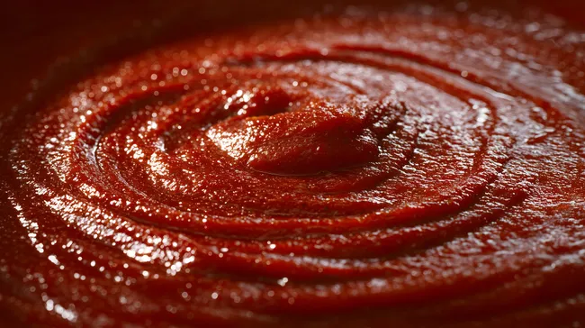 Nahaufnahme von Tomatenmark in Spiralmuster