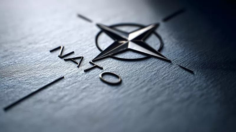 NATO Logo auf weißem Hintergrund isoliert