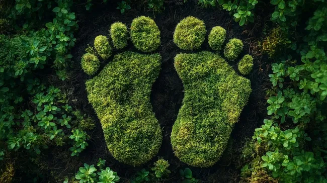 Natürliche Fußabdrücke aus Moos und Gras