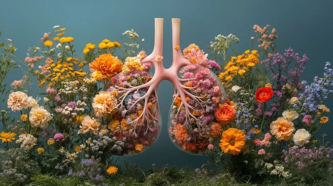 Natürliche Lunge aus Blumen - Kreative Gesundheitsdarstellung