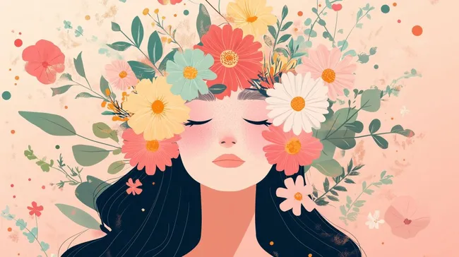 Natürliche Schönheit mit Blumenkrone