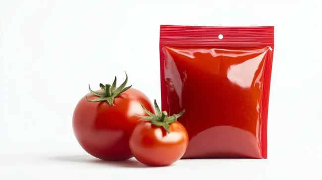 Natürliche Tomaten und Tomatensauce in Verpackung