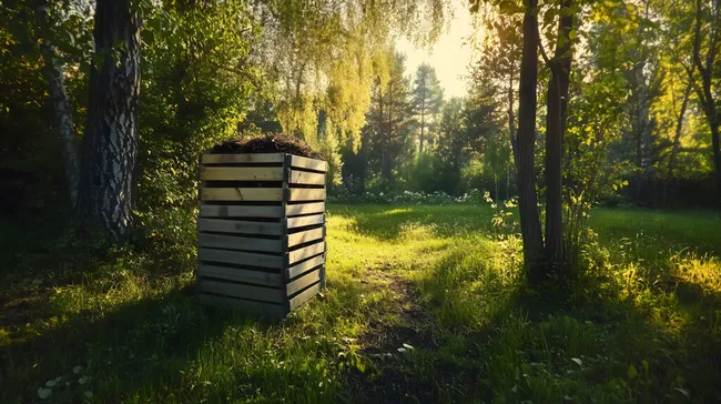 Natürlicher Holzkomposter in waldiger Umgebung