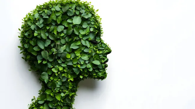 Natürlicher Kopf aus grünen Blättern